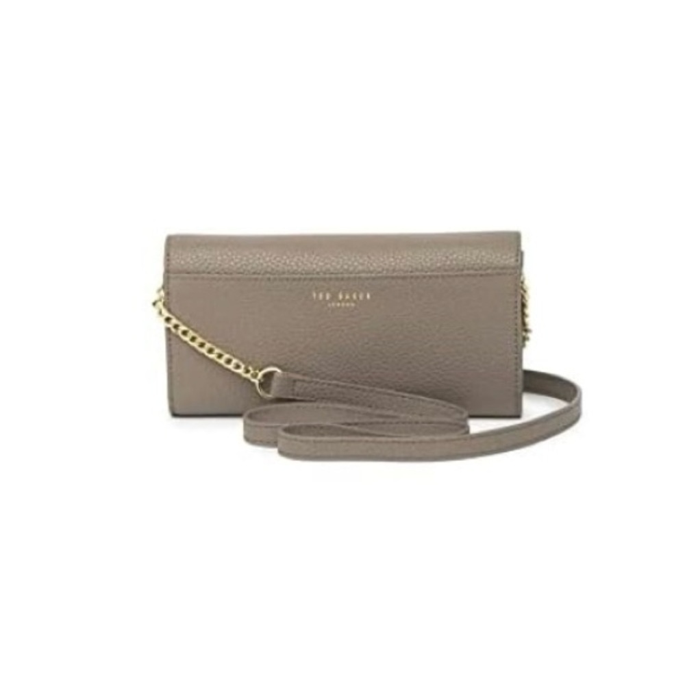 TED BAKER Shazder Grainy Leather Wallet on a Chain (Removable) in Grey - Picture 3 of 11